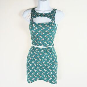 Wicked Weasel Rosalia XS 2 Piece Skirt 5426 and Top 9426 Mini Teal Floral NWT